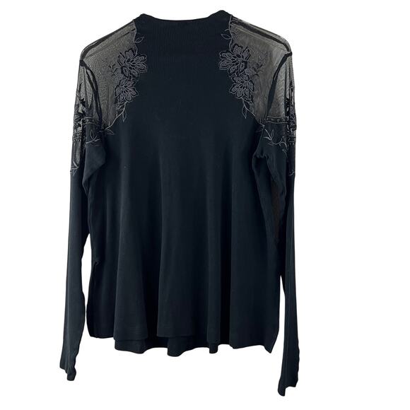 Free People Daniella Floral Embroidered Sheer Shoulder Ribbed Tunic Size M - Picture 4 of 8